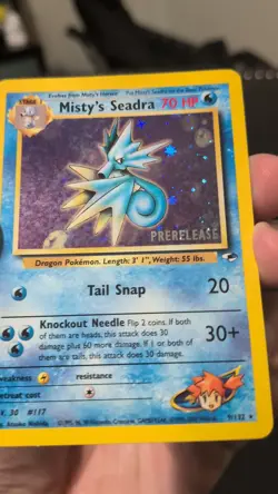 Pokemon TCG Misty's Seadra Holo Rare PRE-RELEASE (9/132) NM - Image 2