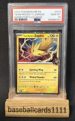 2025 Pokemon Destined Rivals Team Rocket's Zapdos Game Stop Exclusive PSA 10 P1 - Image 1