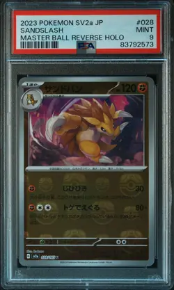 2023 POKEMON JPN SV2A-POKEMON 151 MASTER BALL REVERSE HOLO #028 SANDSLASH PSA 9 - Image 1