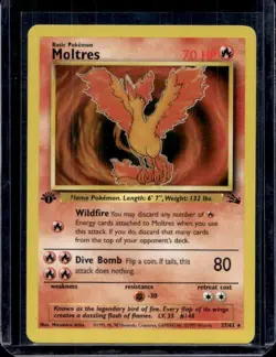 Moltres 27/62 1st Edition Non Holo Rare Fossil Set Pokemon Card WOTC TCG 1999 - Image 1
