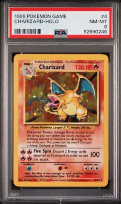 Pokemon Charizard Holo 1999 Base Set Unlimited #4 PSA 8 NM-MT - Image 1