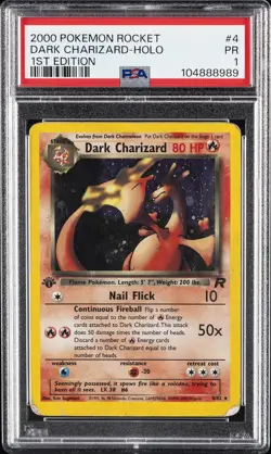 2000 POKEMON ROCKET 1ST ED #4 DARK CHARIZARD-HOLO PSA 1 - Image 1