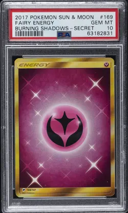 2017 POKEMON SUN & MOON BURNING SHADOWS SECRET #169 FAIRY ENERGY PSA 10 - Image 1