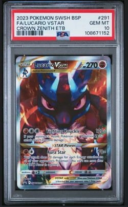 PSA 10 GEM MINT Lucario VSTAR SWSH291 Pokemon Crown Zenith ETB Black Star Promo - Image 1