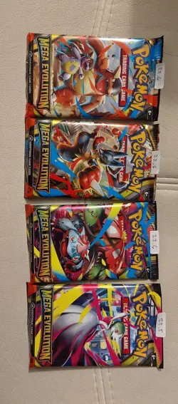 POKEMON TCG MEGA EVOLUTION 4 BOOSTER PACKS Full Art X3 22.6g X1 22.5g - Image 1