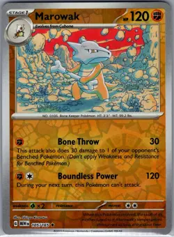 Marowak 105/165 Reverse Holo SV: Scarlet & Violet 151 - Pokemon Card - NM - Image 1