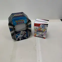 Pokemon Card & Tin Bundle w/ Pokemon, Reverse/Holo Cards, Energy & Trainer Cards - Image 1