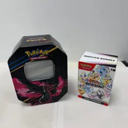 Pokemon Card & Tin Bundle w/ Pokemon, Reverse/Holo Cards, Energy & Trainer Cards - Image 1