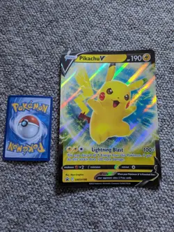 Pikachu V Card SWSH198 Black Star Promo Pokemon Jumbo Oversized Foil Holo - Image 1