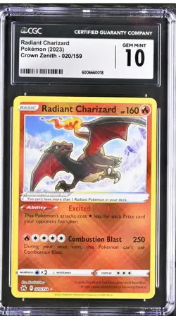 2023 POKEMON CROWN ZENITH HOLO #020/159 RADIANT CHARIZARD CGC 10 GEM MINT - Image 1