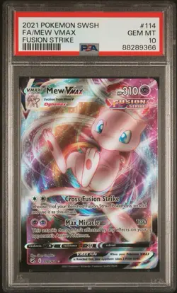 Mew VMAX 114 / 264 Sword And Shield Fusion Strike Holo PSA 10 Gem Mint - Image 1