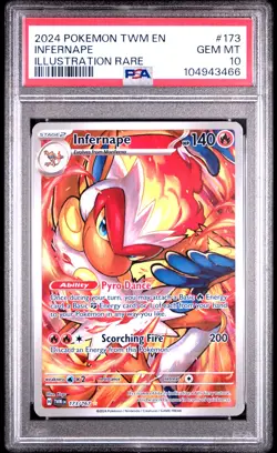 2024 POKEMON TWM EN-TWILIGHT MASQUERADE ILLUSTRATION RARE #173 INFERNAPE PSA 10 - Image 1