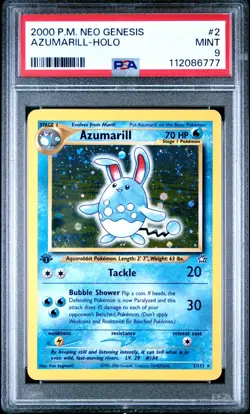 PSA 9 MINT 2000 Pokemon Neo Genesis Azumarill Holo 1st Edition #2 - Image 1