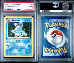 PSA 9 MINT 2000 Pokemon Neo Genesis Azumarill Holo 1st Edition #2 - Image 3