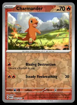 CHARMANDER [COSMO REVERSE] - 004/165 - POKEMON 151 ENGLISH COSTCO HOLO - NM - Image 1