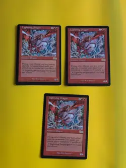 Lightning Dragon x3 rare Summon dragon MTG 3 Card. Urza's Saga. Old Vintage - Image 1