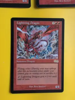 Lightning Dragon x3 rare Summon dragon MTG 3 Card. Urza's Saga. Old Vintage - Image 2