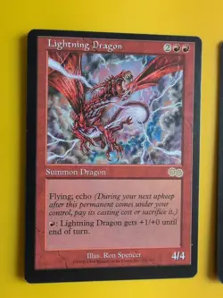 Lightning Dragon x3 rare Summon dragon MTG 3 Card. Urza's Saga. Old Vintage - Image 3