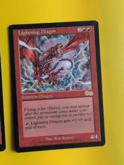 Lightning Dragon x3 rare Summon dragon MTG 3 Card. Urza's Saga. Old Vintage - Image 4