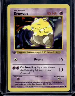 Pokemon Card Drowzee Shadowless Grey Stamp 1st Edition Base Set Common 49/102 - Image 1