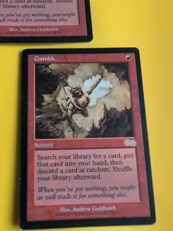 Gamble x2 rare sorcery MTG 2 Card. Urza's Saga. Old Vintage - Image 3