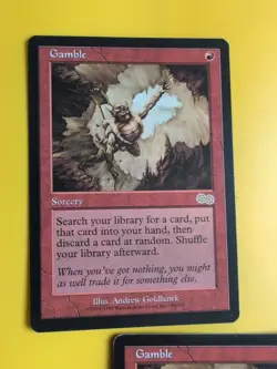 Gamble x2 rare sorcery MTG 2 Card. Urza's Saga. Old Vintage - Image 4