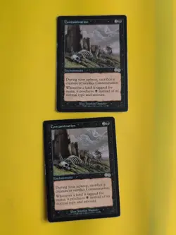 Contamination x2 Heavy play rare Enchntment MTG 2 Card. Urza's Saga. Old Vintage - Image 1