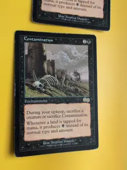 Contamination x2 Heavy play rare Enchntment MTG 2 Card. Urza's Saga. Old Vintage - Image 3