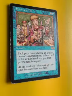 Show and Tell. Rare Sorcery . Wear to edges MTG Card. Urza's Saga. Old Vintage - Image 3