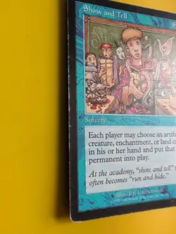 Show and Tell. Rare Sorcery . Wear to edges MTG Card. Urza's Saga. Old Vintage - Image 4