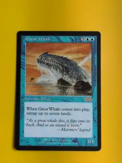 Great Whale rare summon whale MTG Card. Urza's Saga. Old Vintage - Image 1