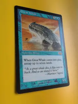 Great Whale rare summon whale MTG Card. Urza's Saga. Old Vintage - Image 4