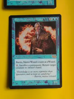 Barrin, Master Wizard x2. rare summon legend MTG 2 Card. Urza's Saga.Old Vintage - Image 2