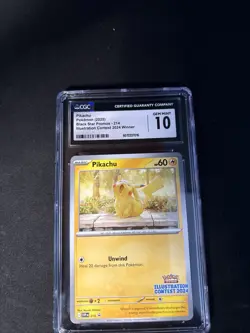 CGC 10 Pikachu Black Star Promo 214 Illustration Contest 2024 Pokemon TCG - Image 1