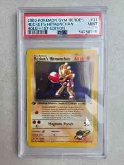Pokemon 2000 Gym Heroes Rocket's Hitmonchan Holo 1st Edition #11 PSA MINT 9 - Image 1