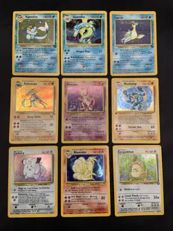 Vintage Holo Rare Pokemon Cards WOTC 1999 Base Set, Fossil, Jungle MP/HP Mewtwo - Image 1