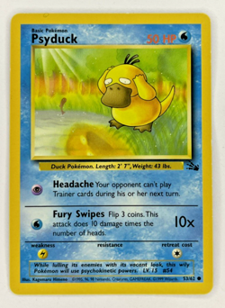 Pokemon TCG Psyduck Fossil, Unlimited Common Card 53/62 WOTC LP - Image 1