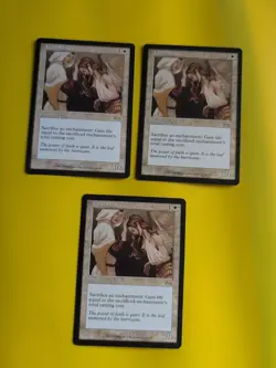 Faith Healer x3 summon Cleric RARE MTG 3 Card. Urza's Saga. Old Vintage - Image 1
