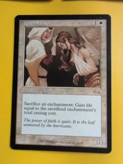 Faith Healer x3 summon Cleric RARE MTG 3 Card. Urza's Saga. Old Vintage - Image 3