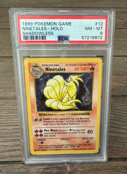 PSA 8 Ninetales Holo 12/102 Shadowless Base Set 1999 Pokemon Card - Image 1