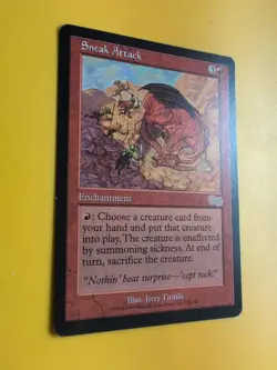 Sneak Attack. Rare Enchantment MTG Card. Urza's Saga. Old Vintage - Image 3
