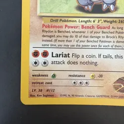 Pokemon Vintage Holo Brock's Rhydon Gym Heroes Wotc 2000 - Image 5
