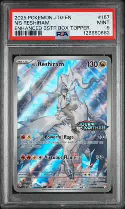 2025 POKEMON JTG EN-JOURNEY TOGETHER #167 N'S RESHIRAM PSA 9 - Image 1