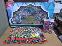 POKEMON SALAMENCE & RESHIRAM EX BOX + DESTINED BUNDLE + (10) MEGA SLEEVED PACKS - Image 1