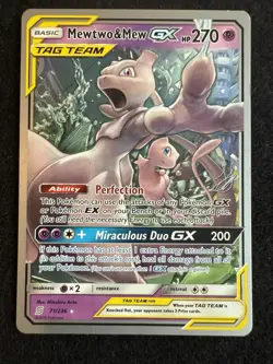 Pokemon Mewtwo & Mew GX Tag Team 71/236 World Championship Promo LP+ condition! - Image 1