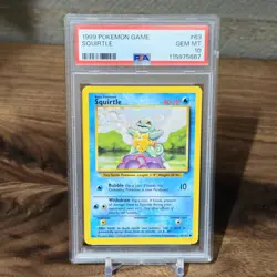 1999 POKEMON Card BASE SET UNLIMITED #63 SQUIRTLE PSA 10 - Image 1