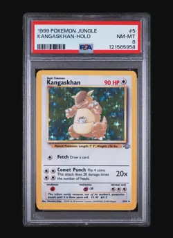KANGASKHAN HOLO 5/64 - JUNGLE POKEMON CARD 1999 - FRESH SLAB PSA 8 NM- MINT - Image 2