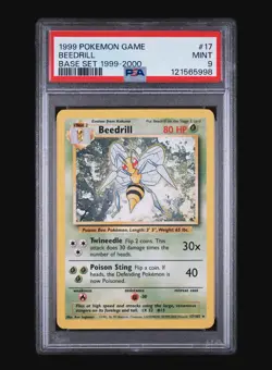 BEEDRILL 17/102 - BASE SET 1999-2000 POKEMON CARD - FRESH SLAB POP 57 PSA 9 MINT - Image 2