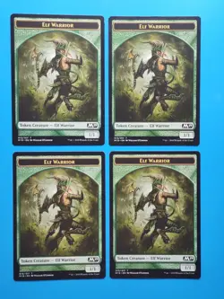 MTG 4x Elf Warrior Token x4 LP Core Set 2019 Magic Playset 1/1 Green - Image 1