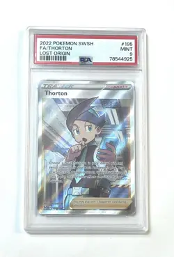 2022 POKEMON SWSH 195/196 FA/Thornton LOST ORIGIN - PSA 9 Mint Full Art Trainer - Image 1